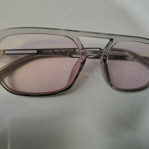 Transparent Pink-Tinted Women's Sunglasses with UV400 Protection(No Prescription